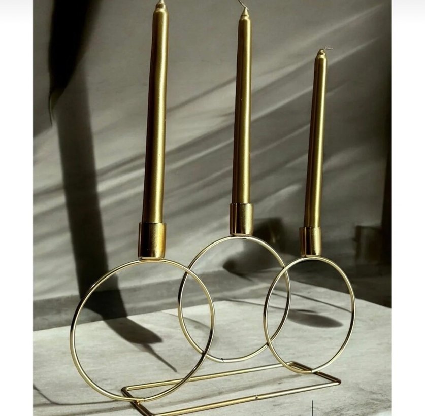 Parlak Altın Renkli Modern Mumluk - Görsel 3