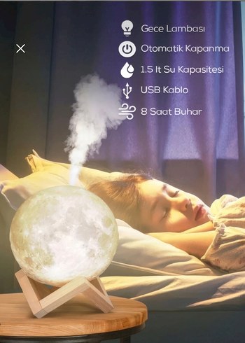Ay Deseni Gece Lambası ve Hava Nemlendirici - Görsel 4