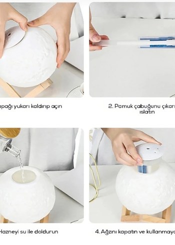 Ay Deseni Gece Lambası ve Hava Nemlendirici - Görsel 2