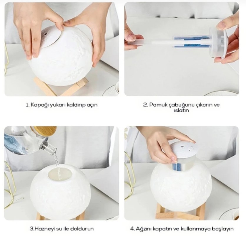 Ay Deseni Gece Lambası ve Hava Nemlendirici - Görsel 2