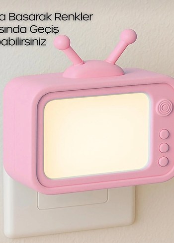 Pembe Çocuklar için TV Tasarımlı Gece Lambası - Görsel 6