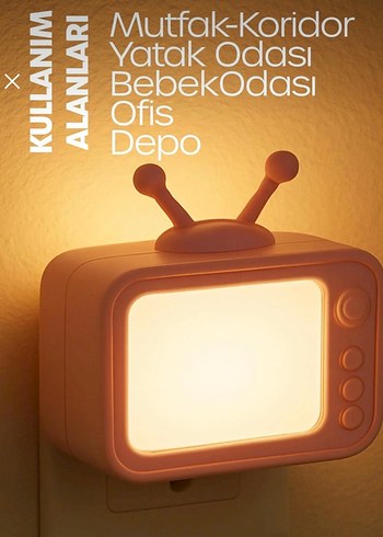 Pembe Çocuklar için TV Tasarımlı Gece Lambası - Görsel 2