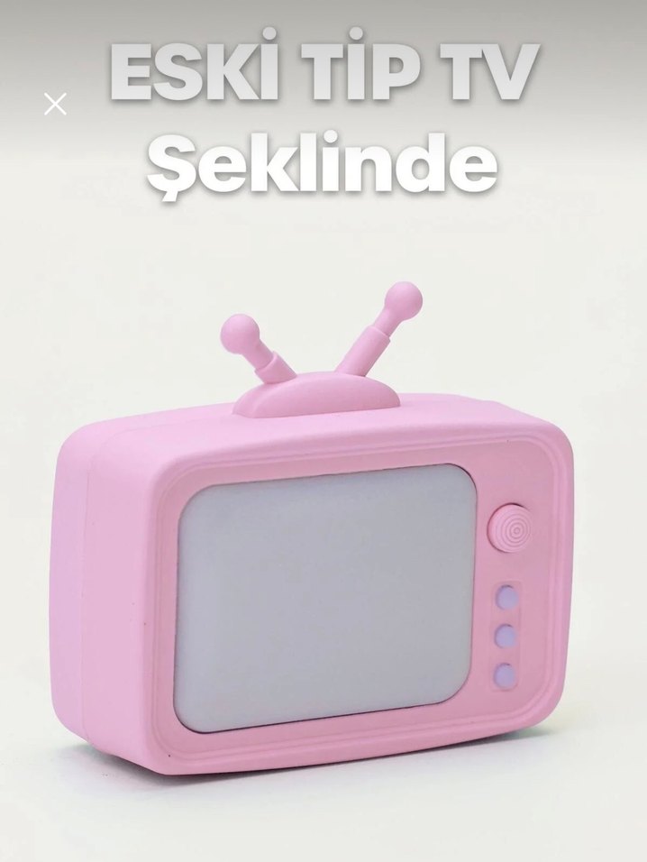 Pembe Çocuklar için TV Tasarımlı Gece Lambası - Görsel 4