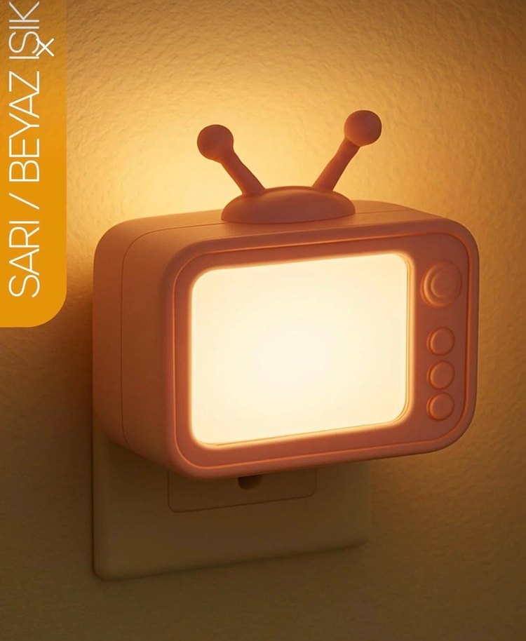 Pembe Çocuklar için TV Tasarımlı Gece Lambası - Görsel 5