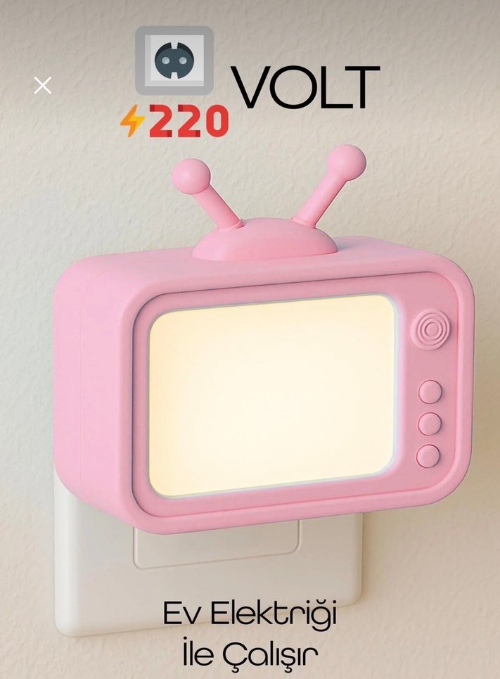 Pembe Çocuklar için TV Tasarımlı Gece Lambası - Görsel 3