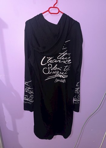 Siyah Kapüşonlu Uzun Kollu hırka - Görsel 2