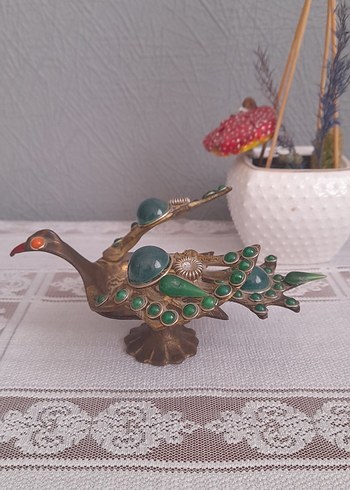 Turkuaz, İşlemeli Boncuklu pirinç küllük - Görsel 2