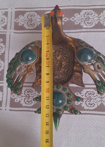 Turkuaz, İşlemeli Boncuklu pirinç küllük - Görsel 4