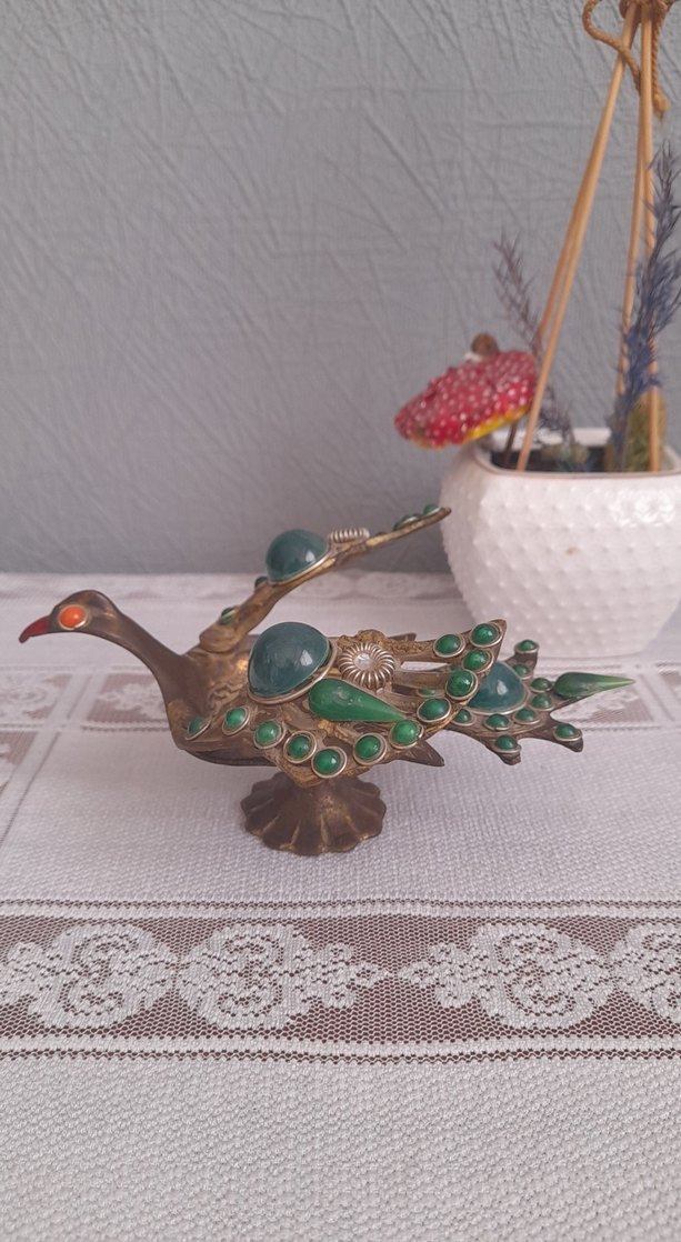 Turkuaz, İşlemeli Boncuklu pirinç küllük - Görsel 2