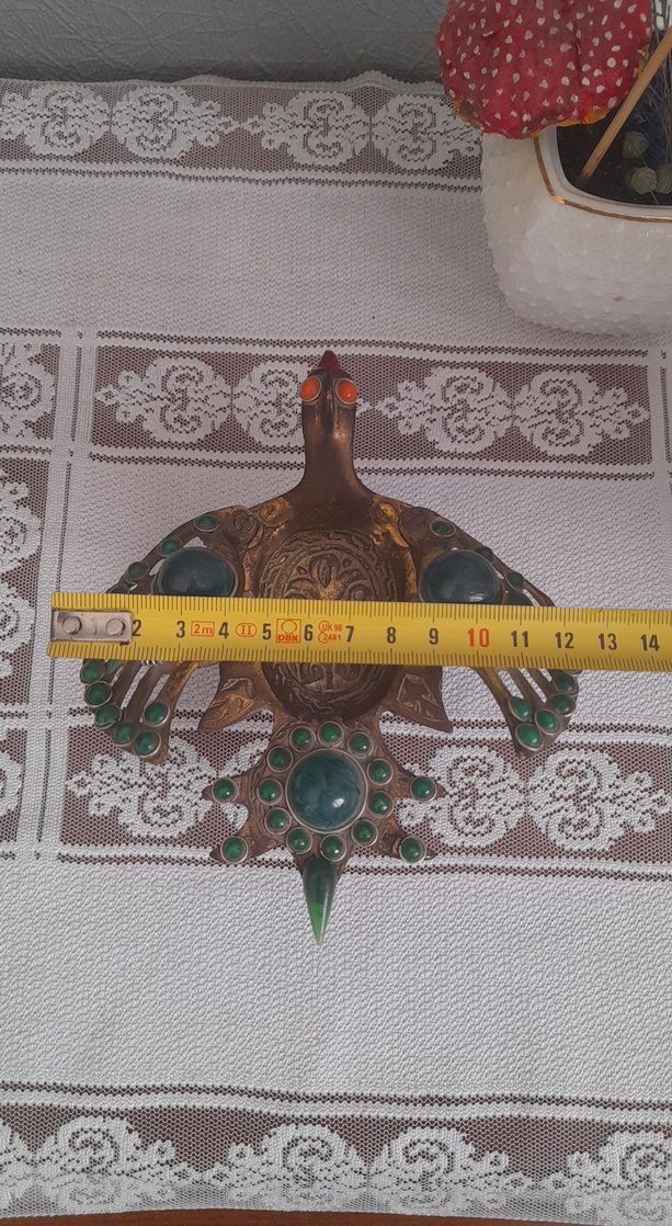 Turkuaz, İşlemeli Boncuklu pirinç küllük - Görsel 5