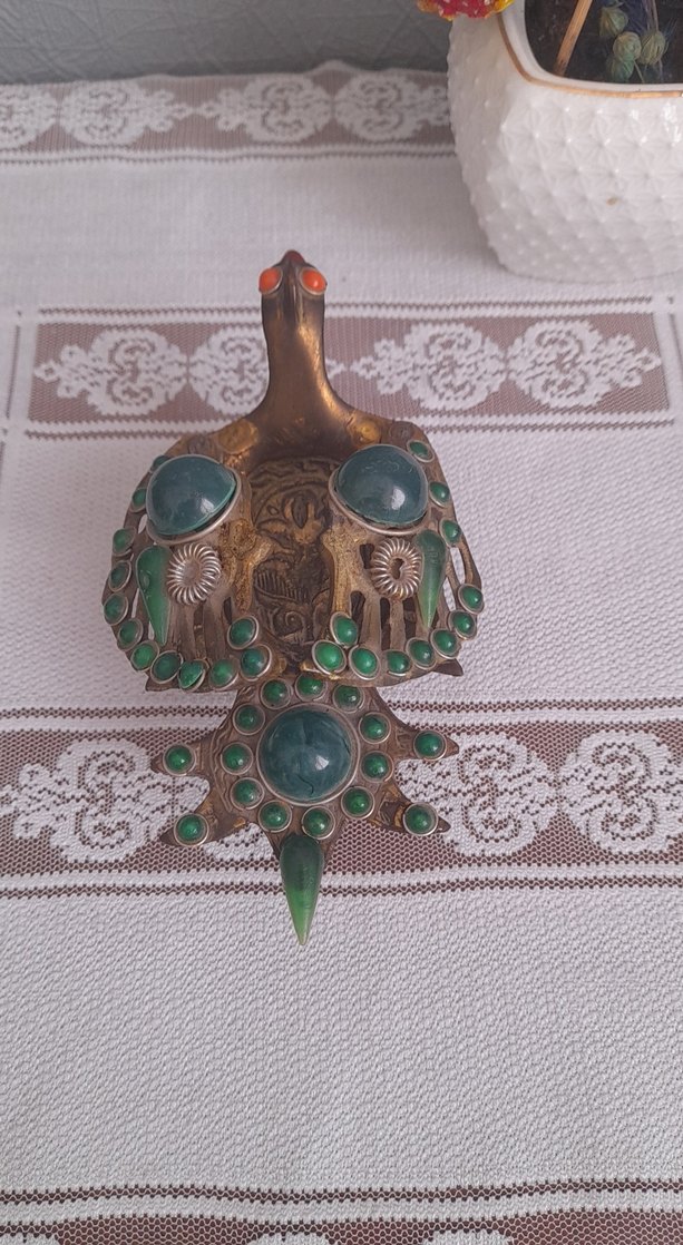 Turkuaz, İşlemeli Boncuklu pirinç küllük - Görsel 3