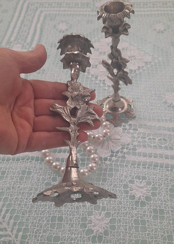 Vintage Yapraklı Şamdan Çifti - Görsel 6