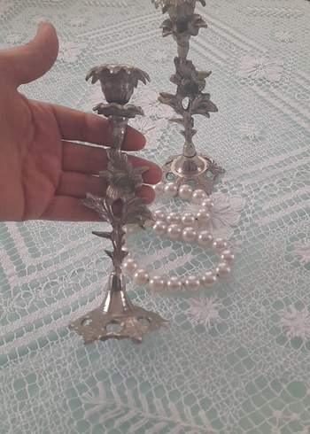 Vintage Yapraklı Şamdan Çifti - Görsel 4