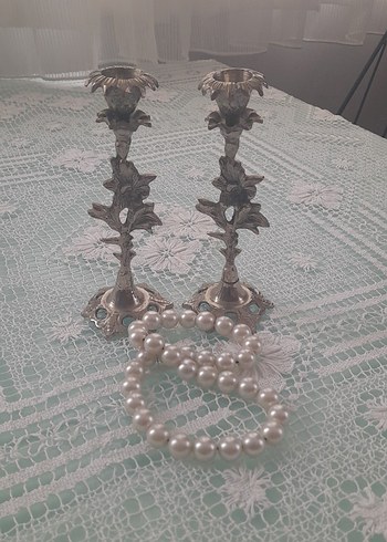 Vintage Yapraklı Şamdan Çifti - Görsel 2