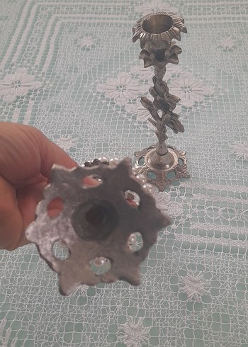 Vintage Yapraklı Şamdan Çifti - Görsel 5