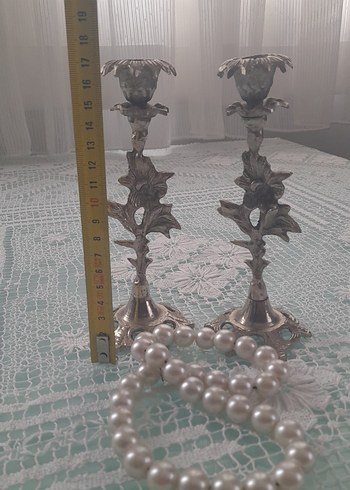 Vintage Yapraklı Şamdan Çifti - Görsel 3