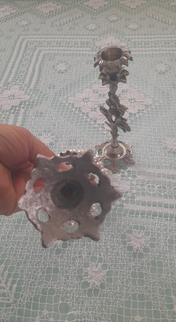 Vintage Yapraklı Şamdan Çifti - Görsel 5