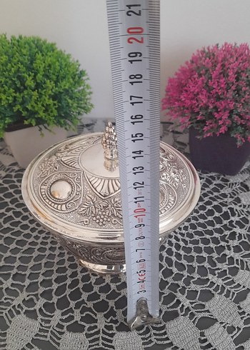 İşlemeli kapaklı gümüş şekerlik - Görsel 6