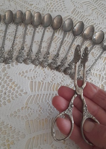 Vintage çay kaşıkları ve Maşa Seti - Görsel 2