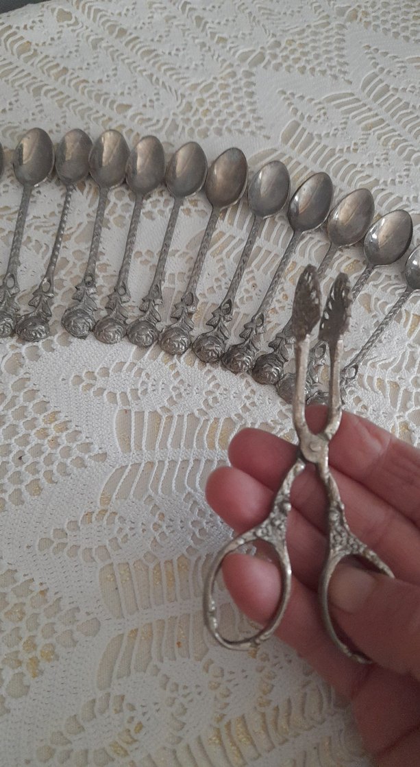 Vintage çay kaşıkları ve Maşa Seti - Görsel 2