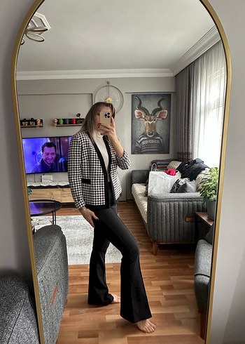 Zara Siyah streç örme pantolon