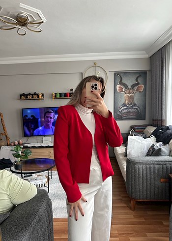 s Beden Kırmızı Kadın Midi Blazer Ceket vatkalı