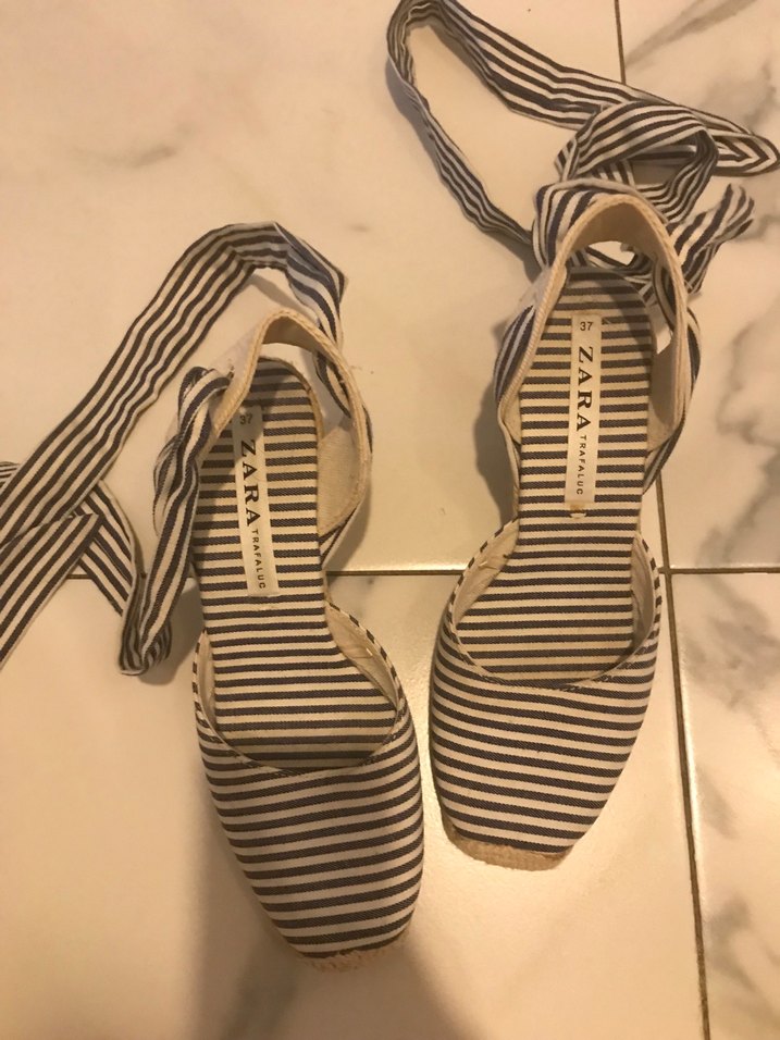 Bej Zebra Desenli Kadın Dolgu Topuk Espadril - Görsel 2