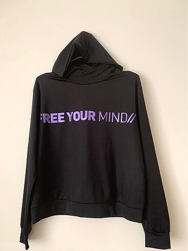 Spor giyim sweatshirt siyah kopüşonlu