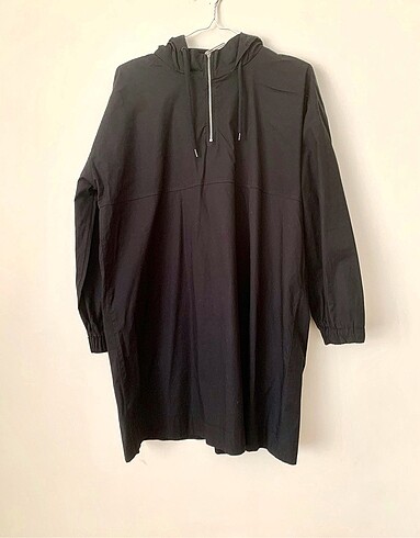 Siyah uzun oversized kapüşonlu tunik