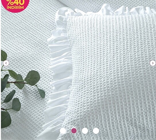 Linens Beyaz fırfırlı waffle kumaş pamuk çift kişilik yatak örtüsü seti