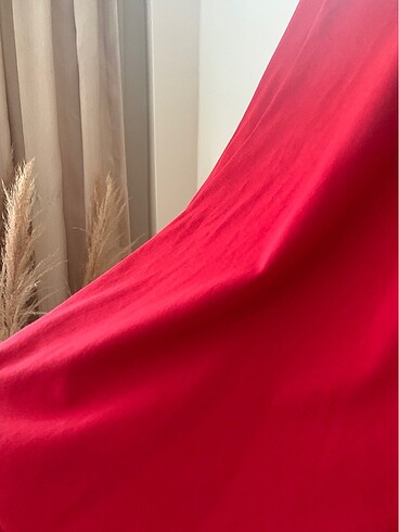 m Beden Kırmızı boğazlı uzun kol tunik elbise