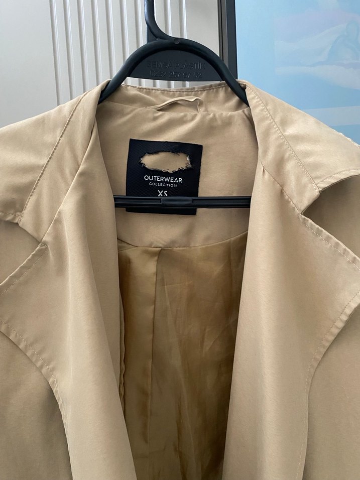 Bej Midi Kadın Trençkot Düğmeli - Görsel 2