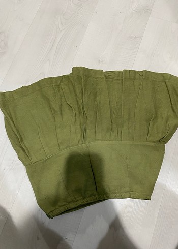 Haki Keten Düğmeli Etek - Görsel 3