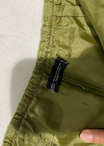 Haki Keten Düğmeli Etek - Görsel 2