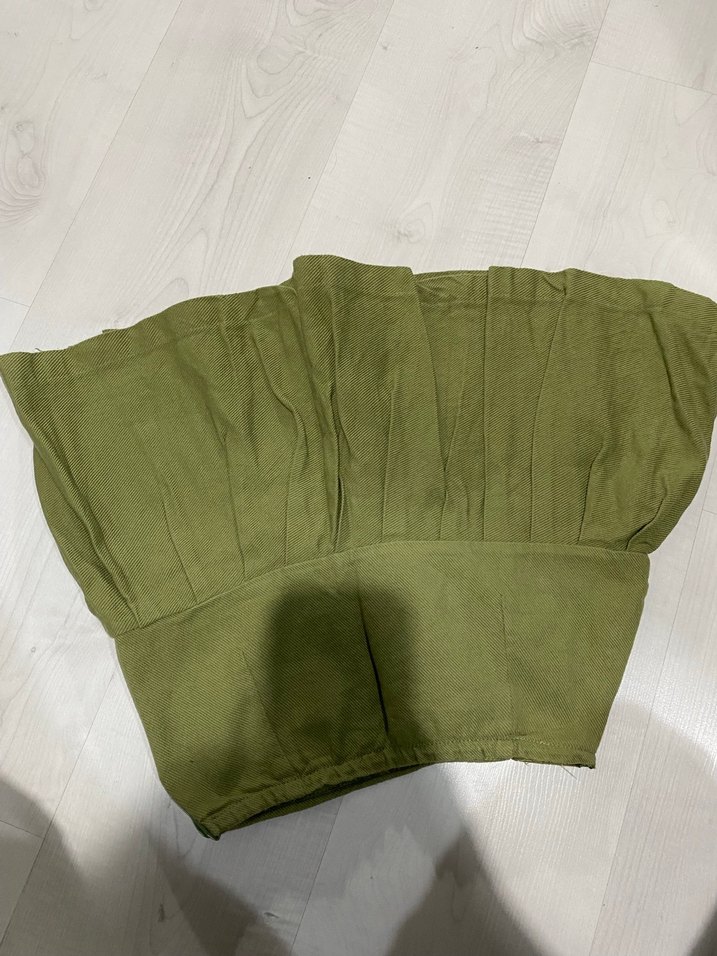 Haki Keten Düğmeli Etek - Görsel 3