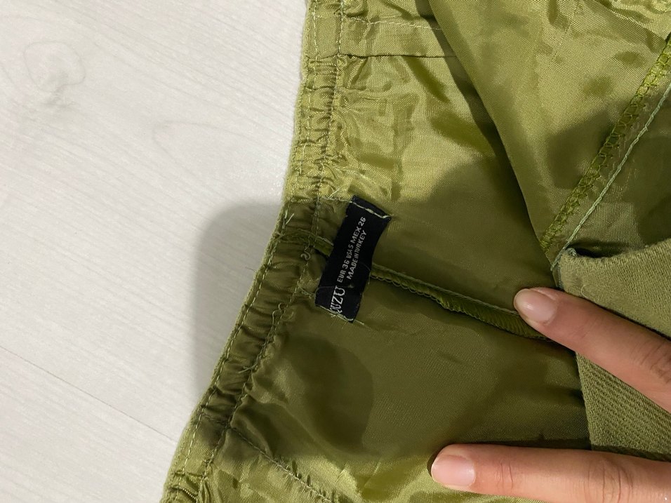 Haki Keten Düğmeli Etek - Görsel 2