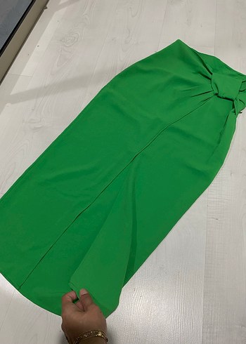 Yeşil Drapeli Uzun Kadın Etek - Görsel 2