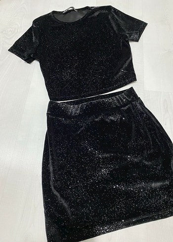 Siyah Payetli Mini Etek - Görsel 3