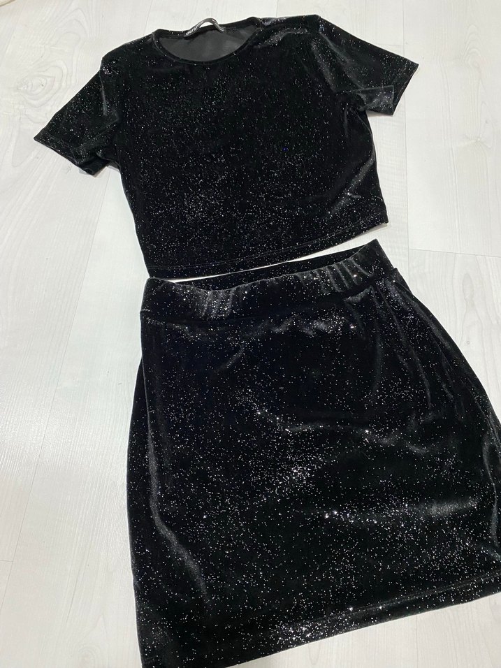 Siyah Payetli Mini Etek - Görsel 3