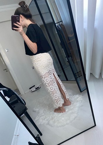 Dantel Detaylı Uzun Bohem Etek - Görsel 2