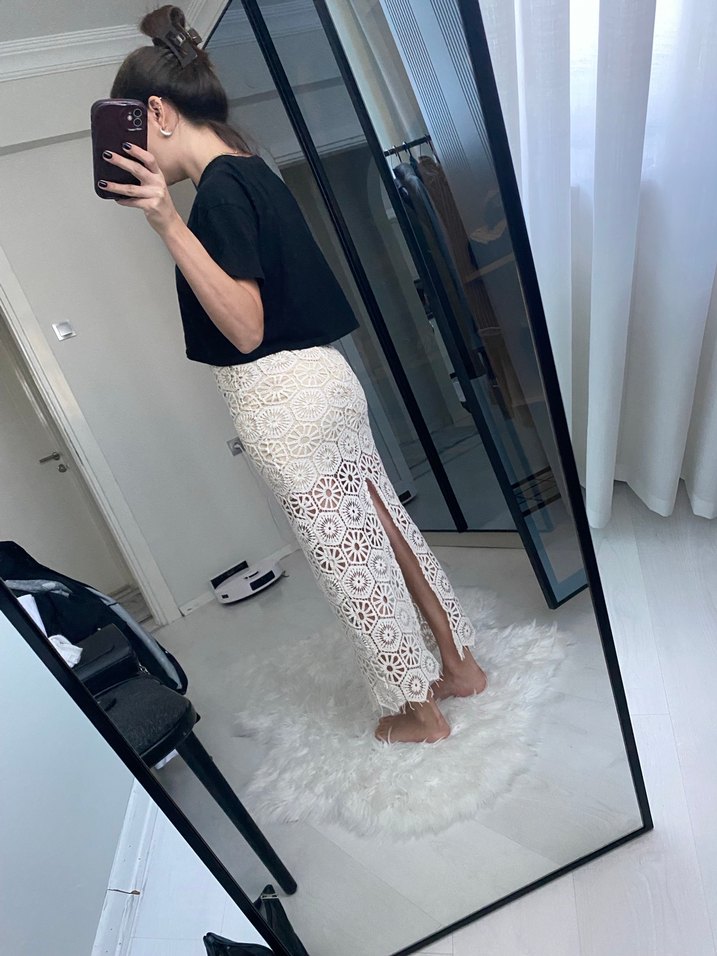 Dantel Detaylı Uzun Bohem Etek - Görsel 2