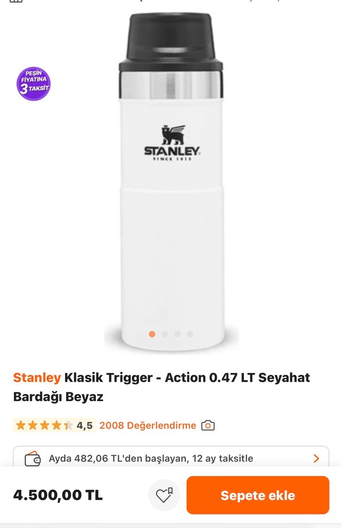 Stanley Klasik Beyaz Seyahat Termos 0.47 LT - Görsel 2
