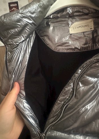 Gri Kadın Kışlık fermuarlı  mont - Görsel 2