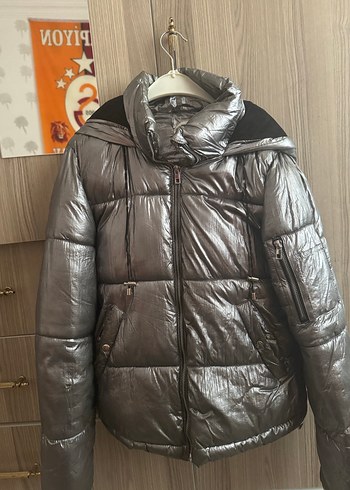 Gri Kadın Kışlık fermuarlı  mont - Görsel 4