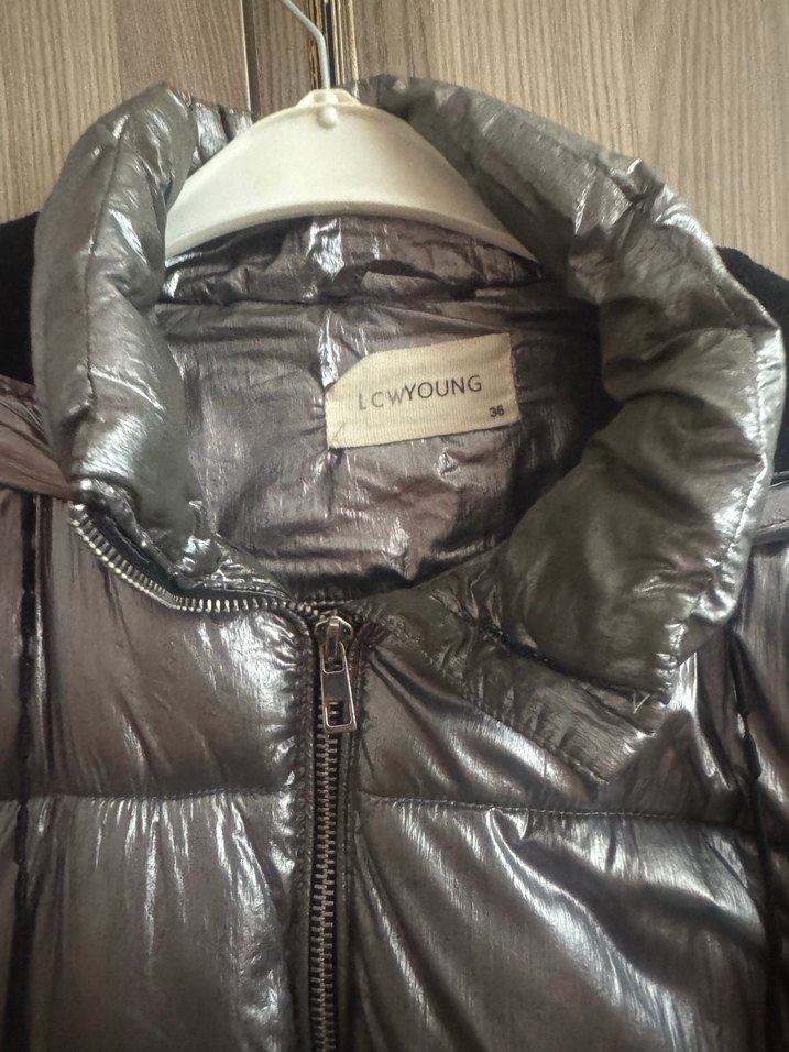 Gri Kadın Kışlık fermuarlı  mont - Görsel 3