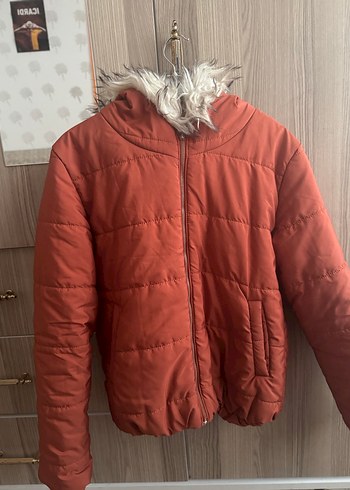 Kiremit rengi Kürk Detaylı Kadın Kışlık Mont - Görsel 5