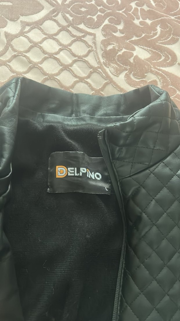 Deri Siyah erkek Mont Kapitone Desenli - Görsel 2