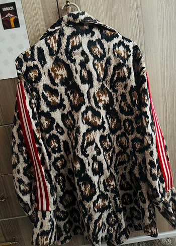 Leopar Desenli Kahverengi Kadın Uzun Kaban - Görsel 6