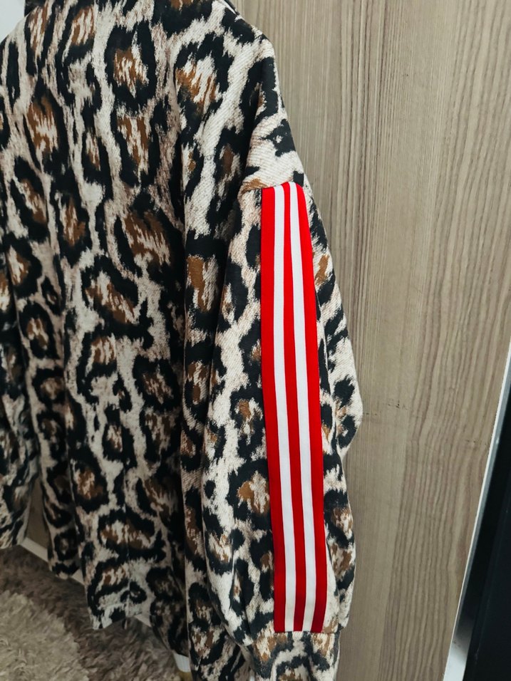 Leopar Desenli Kahverengi Kadın Uzun Kaban - Görsel 5