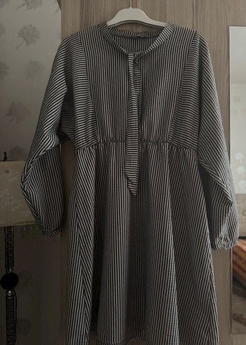 Gri Çizgili Kadın Keten Bluz - Görsel 2